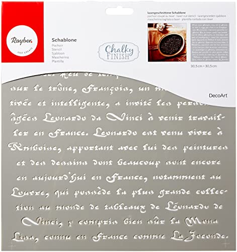 RAYHER HOBBY 38908000 Schablone Französische Schrift, 30,5 x 30,5 cm, Polyester, SB-Btl 1 Stück von Rayher