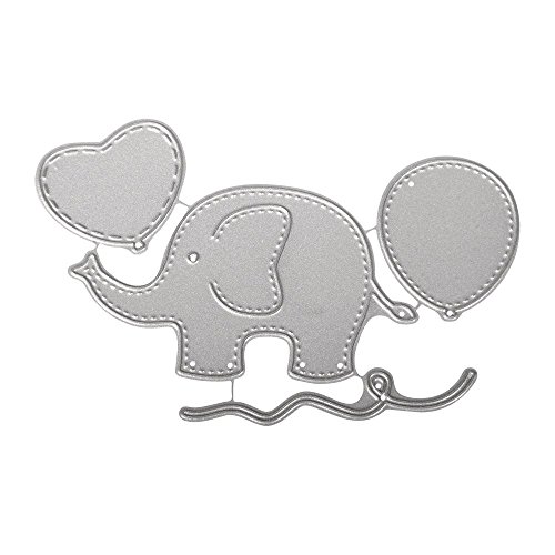 Rayher Hobby 59241000 Stanzschablonen Set, Baby, Motive Elefant, Ballon, Herz, Schnur, Metall/Stahl, 4 Stanzformen Dies, Größen ca. 2,1-8,5 cm, silber Rayher Hobby 59241000 Stanzschablonen Set, Baby, Motive Elefant, Ballon, Herz, Schnur, Metall/Stahl, 4 Stanzformen Dies, Größen ca. 2,1-8,5 cm, silber von Rayher