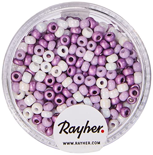 RAYHER HOBBY Rayher 1407200 Rocailles, perlmutt, 2,6mm ø, Dose 17g, Lila-Töne von Rayher