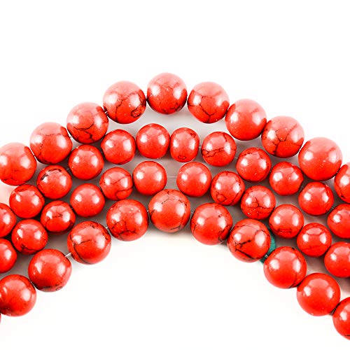 RayLineDo® runde Perlen, 8 mm, natürlicher roter Türkis, lose Perlen, Großhandel für Schmuckherstellung, 50 Stück von RAYLINE-DO