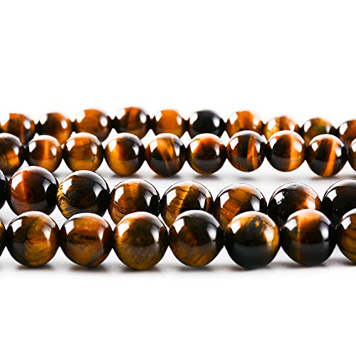 RayLineDo 50 Stücke 8mm Natürliche Gelbe Tigerauge Stein Runde Perlen Lose Perlen Großhandel für Schmuckherstellung von RAYLINE-DO