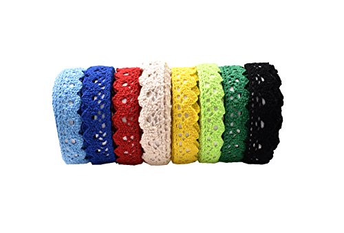 RayLineDo 8PCS Cotton Trim Ribbon Lace selbstklebend DIY Lace Dekorative Band Lace für Handwerk Dekoration (8 Farben) von RAYLINEDO