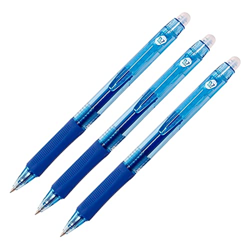 RAYLU PAPER® - 3er-Pack löschbare Kugelschreiber, einziehbar, mit Hybrid-Gel-Tinte, blau und 0,7 mm Strichbreite (3 blau) von RAYLU PAPER