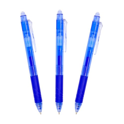 RAYLU PAPER® - 3er-Pack löschbare Kugelschreiber, einziehbar, mit Hybrid-Gel-Tinte, blau und 0,7 mm Strichbreite (3 blau) von RAYLU PAPER