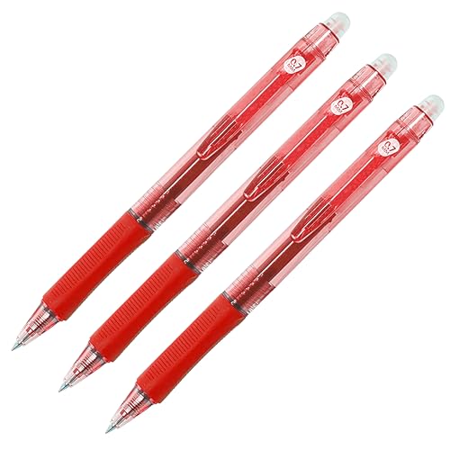 RAYLU PAPER® - Radierbare Kugelschreiber, Geltinte, rot, 1 mm Spitze und 0,7 mm Strichbreite (3 Rot) von RAYLU PAPER