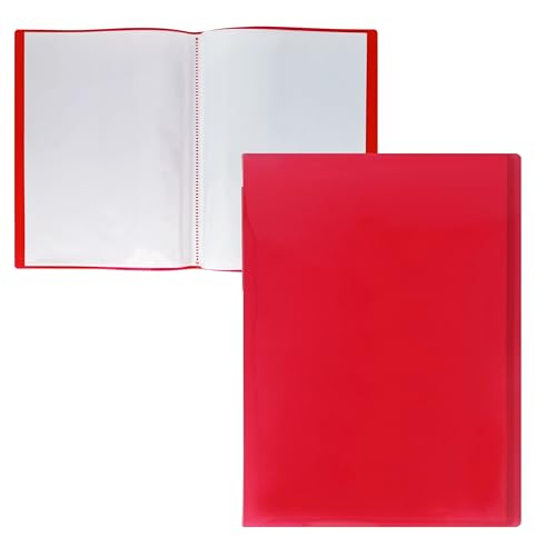 RAYLU PAPER - A4-Dokumentenmappe aus 100% biologisch abbaubarem Polypropylen, 40 transparente Dokumentenhüllen (A4, 40 Hüllen, rot) von RAYLU PAPER