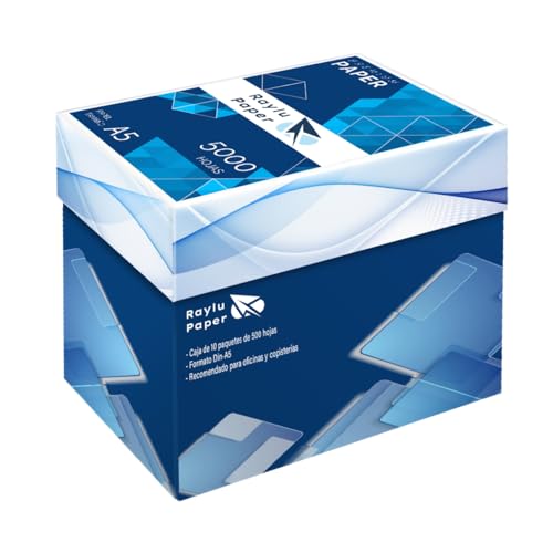 RAYLU PAPER - A5 80g 5000 Blatt Premium Mehrzweckpapier für Laserdrucker, Inkjet und Kopierer, für Büro und Zuhause von RAYLU PAPER