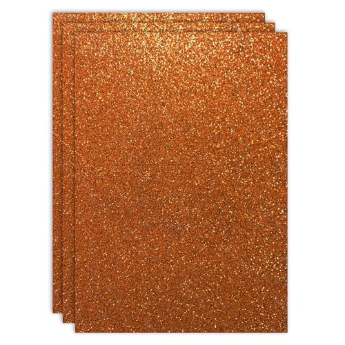 RAYLU PAPER - Farbige Glitzer-Karton, A4 und 200 g/m² Dicke, Blätter aus Karton mit Glitzer für Bastelarbeiten, 3 Stück (Bronze) von RAYLU PAPER