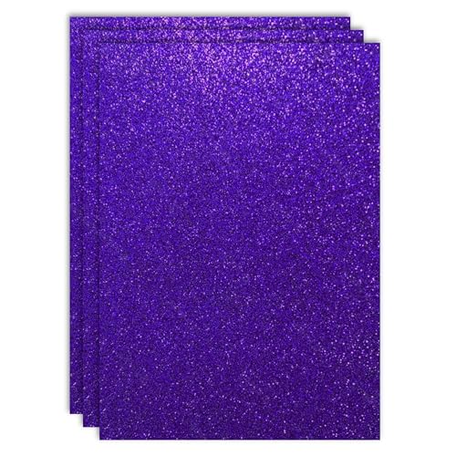 RAYLU PAPER - Farbige Glitzer-Karton, A4 und 200 g/m² Dicke, Blätter aus Karton mit Glitzer für Bastelarbeiten, 3 Stück (Violett) von RAYLU PAPER