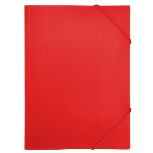RAYLU PAPER - Ordner mit elastischen Gummibändern und Klappen, A4, Dokumentenmappe für Büro und Schule, aus 100% recycelbarem Polypropylen (A4, rot) von RAYLU PAPER