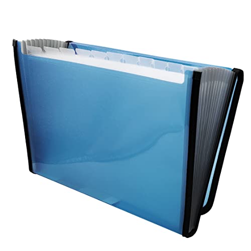 Raylu Paper® - Akkordeon-Sortiermappe mit 12 Fächern, Kunststoff-Ordner für Büro mit verstärkten Trennwänden und Kanten (Blau) von RAYLU PAPER