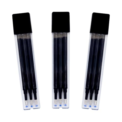 Raylu Paper® - Ersatzmine für einziehbare löschbare Kugelschreiber, Geltinte, 1 mm Spitze und 0,7 mm Strichstärke, 3er-Pack, schwarz (9 Stück) von RAYLU PAPER