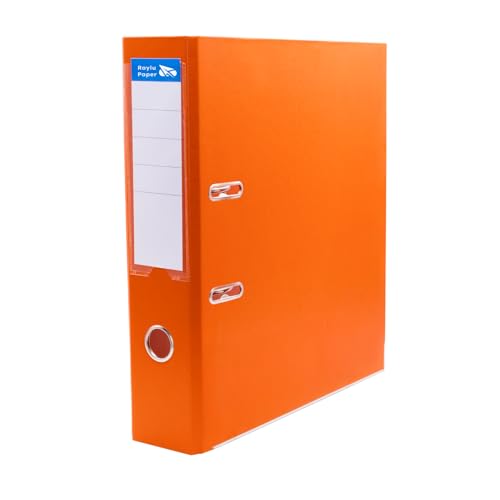 Raylu Paper Ordner mit Ringen, Ordner mit Rückenbreite 75 mm, Aktenordner für Büro mit 2 Ringen, mit weichem Öffnungshebel und personalisierbarem Kartenfach (Orange, Folie) von RAYLU PAPER