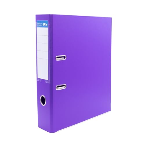 Raylu Paper Ordner mit Ringen, Ordner mit Rückenbreite 75 mm, Aktenordner für Büro mit 2 Ringen, mit weichem Öffnungshebel und personalisierbarem Kartenfach (Violett, Folio) von RAYLU PAPER