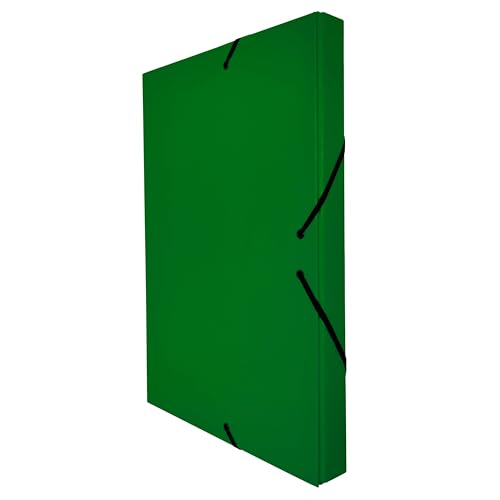 Raylu Paper Projektmappe Matt A4 mit 3 cm Rückenbreite, stabile Kartonmappe und Verschluss mit Gummibändern für Schulprojekte oder Büro, Aktenordner Größe 34 x 24 cm (Grün) von RAYLU PAPER