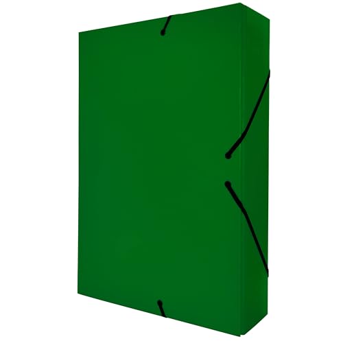 Raylu Paper Projektmappe Matt A4 mit 7 cm Rückenbreite, stabile Kartonmappe und Verschluss mit Gummibändern für Schulprojekte oder Büro, Aktenordner Größe 34 x 24 cm (Grün) von RAYLU PAPER