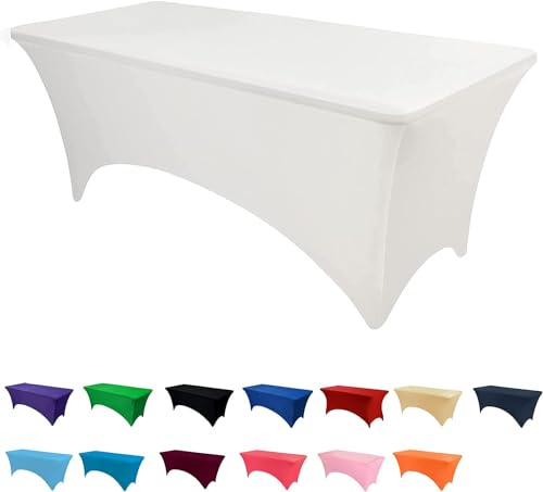 RAYNEAY Stretch-Tischdecke für Bastelarbeiten, 2,4 m, Weiß, Spandex, Stretch-Tischdecke, waschbar und knitterfrei, Marktstand-Tischdecke für Bankett, Klapptisch, Veranstaltung, Hochzeit RAYNEAY Stretch-Tischdecke für Bastelarbeiten, 2,4 m, Weiß, Spandex, Stretch-Tischdecke, waschbar und knitterfrei, Marktstand-Tischdecke für Bankett, Klapptisch, Veranstaltung, Hochzeit von RAYNEAY