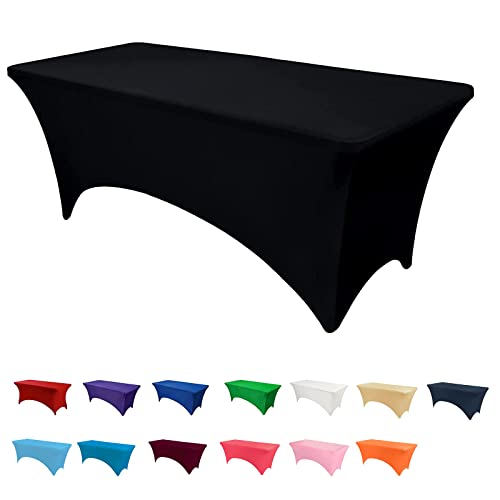 RAYNEAY Stretch-Tischdecke zum Basteln, 2,4 m, schwarze Spandex-Tischdecke, waschbar und knitterfrei, Marktstand-Tischdecke für Bankett, Klapptisch, Veranstaltung, Hochzeit RAYNEAY Stretch-Tischdecke zum Basteln, 2,4 m, schwarze Spandex-Tischdecke, waschbar und knitterfrei, Marktstand-Tischdecke für Bankett, Klapptisch, Veranstaltung, Hochzeit von RAYNEAY