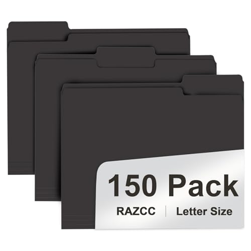 RAZCC Aktenordner, 150 Stück, 1/3 geschnittene Registerkarten, Briefgröße, schwarze Ordner für Dcouments, Ordner mit Register, ideal zum Organisieren und einfachen Aufbewahren von Dateien RAZCC Aktenordner, 150 Stück, 1/3 geschnittene Registerkarten, Briefgröße, schwarze Ordner für Dcouments, Ordner mit Register, ideal zum Organisieren und einfachen Aufbewahren von Dateien von RAZCC