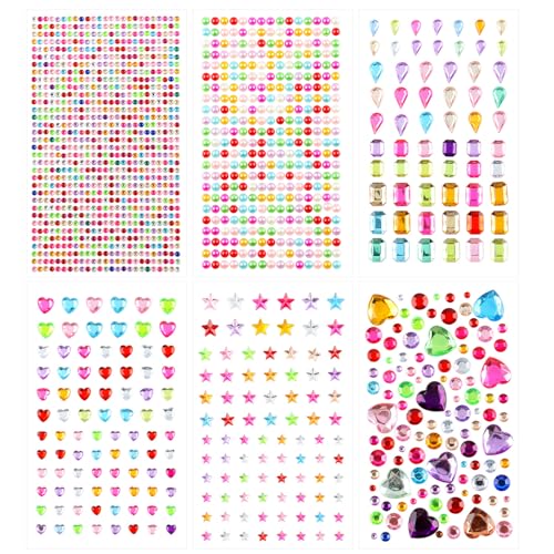 Glitzersteine Selbstklebend, 1548 Stück Bunt Strasssteine Selbstklebend 3-15mm Glitzersteine zum Basteln Handwerke Bastelsachen Fotorahmen，Glitzer Sticker für Make-up, DIY, Augen, Nagel von RAZET
