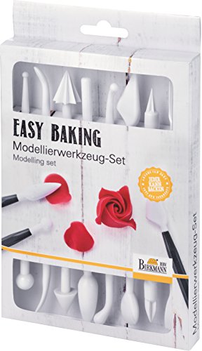 RBV Birkmann, 443556, Easy Baking, Modellierwerkzeug-Set, 8-teilig, Kunststoff, Weiß, 14,5 cm bis 16,5 cm von RBV Birkmann