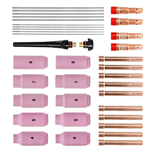 RCBCPLGLNK 16/36 Stück Wig Welding SIT Zubehör Hülsen Gehäuse Keramikdüsen Wolframelektroden for WP-26 TIG Welding Brenner Schweißdüse(36 PCS) von RCBCPLGLNK