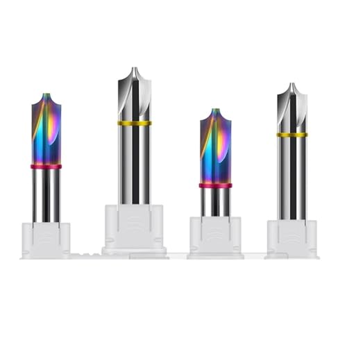 RCBCPLGLNK Fasenfräser Wolframstahl Hartmetall Bunte Beschichtung 4-Flöte for Aluminium CNC-Bearbeitung Reibahle(Colorful,R2.0x8Dx60Lx4T) von RCBCPLGLNK