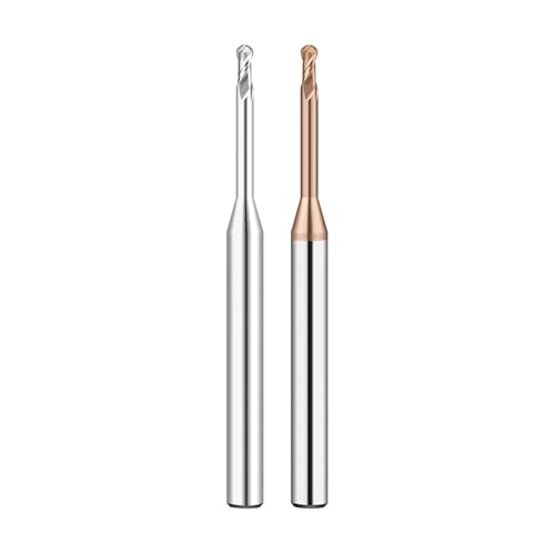 RCBCPLGLNK Hartmetall-Rillenkugelkopffräser Aluminium Mikrodurchmesser 2 Nuten Tiefer langer Hals Kleiner Fräser CNC-Werkzeuge R0.25 0,3 0,4 0,6 Reibahle(R0.5-8-D4-50,For steel) von RCBCPLGLNK
