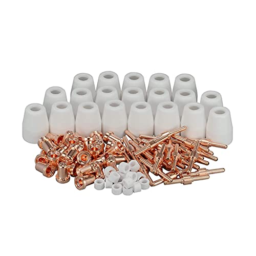 RCBCPLGLNK Plasmaschneider Verbrauchsmaterialien erweitert Spitze Düsenelektrode Fit cut40 cut50 for Pt31. Mehrere Kombinationsspezifikationen Schweißdüse(80pcs-Long) von RCBCPLGLNK