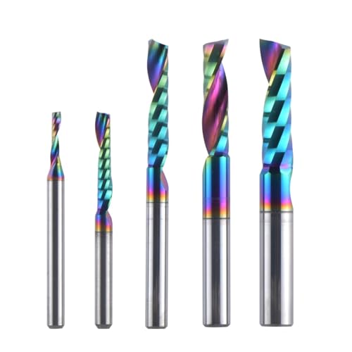 RCBCPLGLNK Spiralfräser mit einer Flöte aus Hartmetall, 3,175, 4, 5, 6 mm, Aluminium-Fräser, Gravur, Holzbearbeitung, Acryl-DLC-Beschichtung Reibahle(DSP1F-D2.0-L06) von RCBCPLGLNK