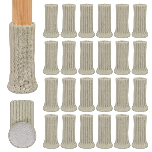 RCHYFEED 24 Stück Möbelbeinsocken, Gestrickte Stuhlbeine Socken, Stuhlbeinschoner Elastisch für 1 bis 2 Zoll Durchmesser der Stuhlfüße, Tischbeine Möbelbeine Stuhlbeine-Bodenschoner Vermeiden Kratzer von RCHYFEED