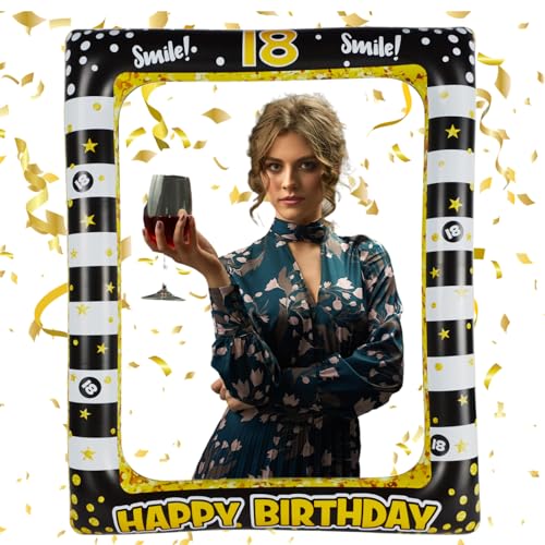 18.Geburtstag Deko Fotorequisiten,Schwarzes Gold Aufblasbarer Bilderrahmen,18.Geburtstagsfeier Photo Booth Requisiten,für Jungen und mädchen Aufblasbarer Fotorahmen Selfie Rahme 18.Geburtstag Deko Fotorequisiten,Schwarzes Gold Aufblasbarer Bilderrahmen,18.Geburtstagsfeier Photo Booth Requisiten,für Jungen und mädchen Aufblasbarer Fotorahmen Selfie Rahme von RCIDOS