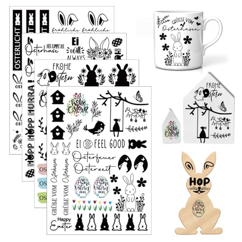 4 Stück A5 Rub On Sticker Ostern, Rub On Folie, 21x14cm Folie Transferaufkleber, Ostern Transferaufkleber, Ostern Sticker Ostereier Osterhasen Rub Ons Sprüche für Glas Holz Möbel Scrapbooking 4 Stück A5 Rub On Sticker Ostern, Rub On Folie, 21x14cm Folie Transferaufkleber, Ostern Transferaufkleber, Ostern Sticker Ostereier Osterhasen Rub Ons Sprüche für Glas Holz Möbel Scrapbooking von RCYHCY