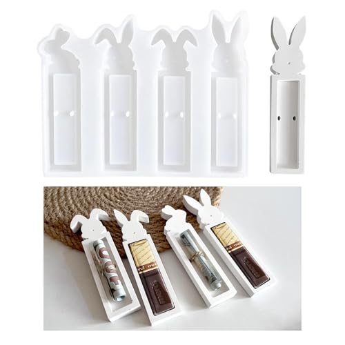4 Stück Silikonformen Gießformen Ostern, Osternhase Silikonform Ostern Geldgeschenk, Gipsformen Zum Gießen Osterhase, Pralinenschachtel Gießformen Silikon Ostern für Geldgeschenke von RCYHCY