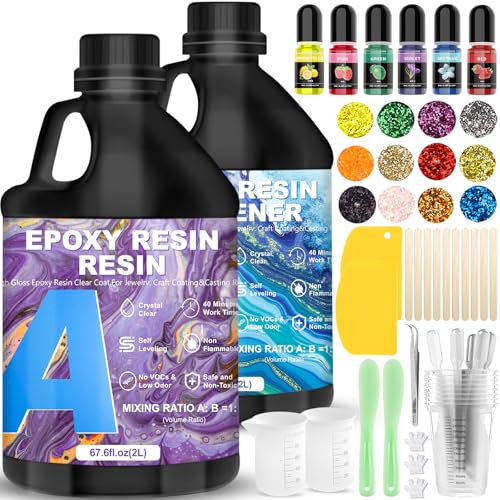 RDDAIPE Epoxidharz Set 4L/135.2oz, Epoxy Resin, Epoxyd-Harz Set, 1: 1 Kunstharz Gießharz, Ungiftig, Transparent, Schnellhärtend, Epoxid Harz für Holz, Schmuck, Art Craft, Formen,Untersetzer,Anfänger RDDAIPE Epoxidharz Set 4L/135.2oz, Epoxy Resin, Epoxyd-Harz Set, 1: 1 Kunstharz Gießharz, Ungiftig, Transparent, Schnellhärtend, Epoxid Harz für Holz, Schmuck, Art Craft, Formen,Untersetzer,Anfänger von RDDAIPE