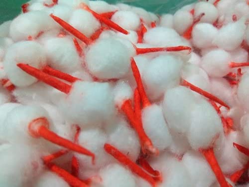 RDK SON'S Raw Cotton Kesar Tip Wicks Raw Cotton Diya Batti for Puja - Long Diya - Pack of 250 von RDK SON'S