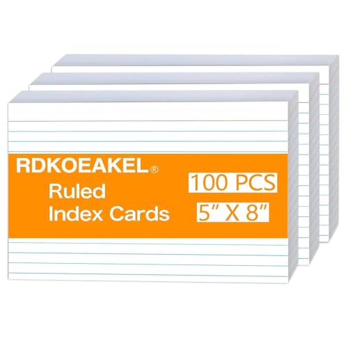 Karteikarten, liniert, schwer, 160 g, weiß, für Studium, Organisation und Büro, linierte Karteikarten für Schüler und Lehrer, 100 Stück Karteikarten, liniert, schwer, 160 g, weiß, für Studium, Organisation und Büro, linierte Karteikarten für Schüler und Lehrer, 100 Stück von RDKOEAKEL