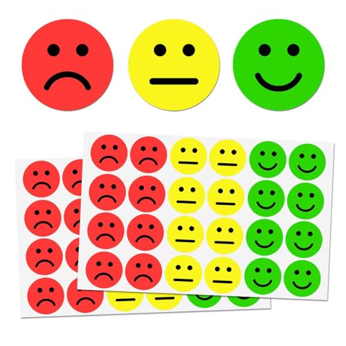 RDNKVB 600PCS Stimmungsaufkleber,Smile Aufkleber Sticker,Smiley Face Sticker,Lächeln (Gün),Neutral (Gelb),Traurig (Rot) traurige Aufkleber,Smiley,Aufkleber, rot-gelb-grüne Aufkleber(2,5 cm) von RDNKVB