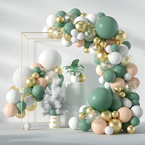 Ballon-Set zur Dekoration, Luftballons, Olivgrün, Gold, Weiß, Orange und Konfetti, Ballongirlande für Geburtstag, 125 Stück, zur Dekoration von Babyparty, Taufe, Hochzeit, Party, Jahrestag Ballon-Set zur Dekoration, Luftballons, Olivgrün, Gold, Weiß, Orange und Konfetti, Ballongirlande für Geburtstag, 125 Stück, zur Dekoration von Babyparty, Taufe, Hochzeit, Party, Jahrestag von REAL DECO