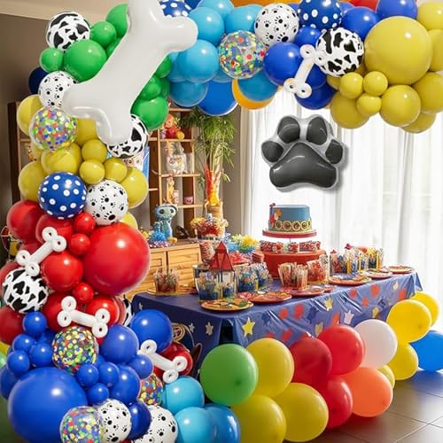 Ballonbogen Dekoration für Kindergeburtstag, 138 Stück, mit Hunde- und Pfotenabdruck, Themenballons für Hundepatrouille und Pfotenabdruck, Ballon-Set für Geburtstag, Jungen und Mädchen Ballonbogen Dekoration für Kindergeburtstag, 138 Stück, mit Hunde- und Pfotenabdruck, Themenballons für Hundepatrouille und Pfotenabdruck, Ballon-Set für Geburtstag, Jungen und Mädchen von REAL DECO