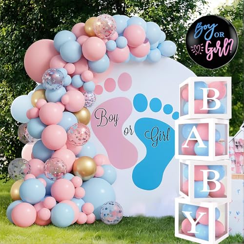 Ballonbogen zur Enthüllung von Baby-Gendern Reveal Dekoration, Ballon-Set zur Enthüllung von Baby, Geschlecht mit Ballon Junge oder Mädchen und Baby-Boxen, Gender Reveal Party Dekoration von REAL DECO