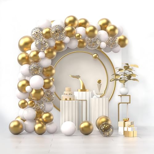 Bogen Luftballons Dekoration Hochzeit mit weißen und goldenen Luftballons, Dekoration für Party, Geburtstag, Mädchen, Babyparty, Mädchen, Girlande, Happy Birthday, goldene und weiße Luftballons, Bogen Luftballons Dekoration Hochzeit mit weißen und goldenen Luftballons, Dekoration für Party, Geburtstag, Mädchen, Babyparty, Mädchen, Girlande, Happy Birthday, goldene und weiße Luftballons, von REAL DECO
