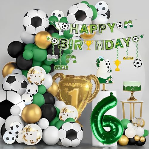Dekoration für Geburtstag, Fußball, Kinder, 6 Jahre, Fußball für Geburtstagsfeier, Fußball, 6 Jahre, Dekoration zum 6. Geburtstag, 6 Jahre, mit goldener Trophäe und Banner Happy Birthday Dekoration für Geburtstag, Fußball, Kinder, 6 Jahre, Fußball für Geburtstagsfeier, Fußball, 6 Jahre, Dekoration zum 6. Geburtstag, 6 Jahre, mit goldener Trophäe und Banner Happy Birthday von REAL DECO