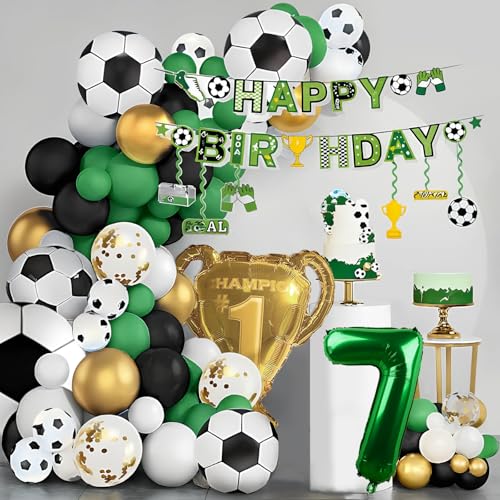 Geburtstagsdekoration, Fußball für Kinder, 7 Jahre. Fußballballons für Geburtstagsfeier, Fußball 7 Jahre. Dekoration zum 7. Geburtstag, Luftballons zum 7. Geburtstag, mit goldener Trophäe und Banner Geburtstagsdekoration, Fußball für Kinder, 7 Jahre. Fußballballons für Geburtstagsfeier, Fußball 7 Jahre. Dekoration zum 7. Geburtstag, Luftballons zum 7. Geburtstag, mit goldener Trophäe und Banner von REAL DECO