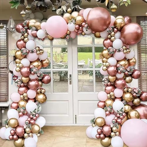 Luftballonbogen, 183 Stück, zur Dekoration von Party, Geburtstag, Rosa, Weiß und Gold, Dekoration für Babyparty, Mädchen, Dekoration für Hochzeit, Taufe, Kommunion, Geburtstagsdekoration für Damen Luftballonbogen, 183 Stück, zur Dekoration von Party, Geburtstag, Rosa, Weiß und Gold, Dekoration für Babyparty, Mädchen, Dekoration für Hochzeit, Taufe, Kommunion, Geburtstagsdekoration für Damen von REAL DECO