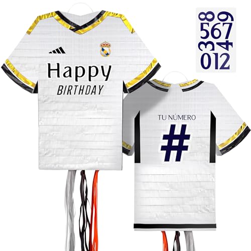Piñata Fußball Madrid zur Dekoration Geburtstag Fußball Piñata Kindergeburtstag groß 50 cm Pinata für Geburtstagsfeier Fußball Kinder und Erwachsene personalisierbar auf der Nummer Piñata Fußball Madrid zur Dekoration Geburtstag Fußball Piñata Kindergeburtstag groß 50 cm Pinata für Geburtstagsfeier Fußball Kinder und Erwachsene personalisierbar auf der Nummer von REAL DECO