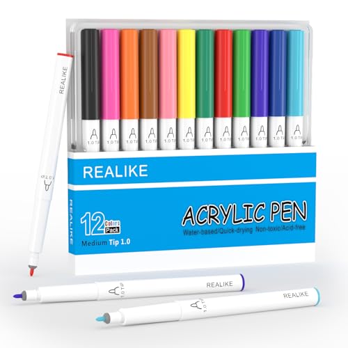 REALIKE Acryl Paint Markers Stifte für Stoff, Stein, Holz, Leinwand, Papier, Stein, Keramik, Glas und Kunstzubehör 1.0mm mittlere Spitzen Gold Silber Weiß Paint Marker Pen REALIKE Acryl Paint Markers Stifte für Stoff, Stein, Holz, Leinwand, Papier, Stein, Keramik, Glas und Kunstzubehör 1.0mm mittlere Spitzen Gold Silber Weiß Paint Marker Pen von REALIKE