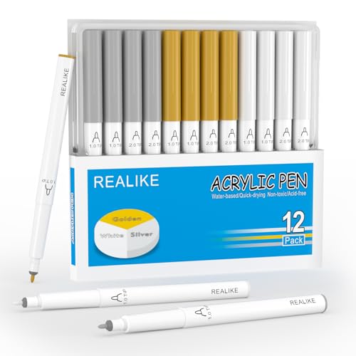 REALIKE Acryl Paint Markers Stifte für Stoff, Stein, Holz, Leinwand, Papier, Stein, Keramik, Glas und Kunstzubehör 1.0mm mittlere Spitzen Gold Silber Weiß Paint Marker Pen REALIKE Acryl Paint Markers Stifte für Stoff, Stein, Holz, Leinwand, Papier, Stein, Keramik, Glas und Kunstzubehör 1.0mm mittlere Spitzen Gold Silber Weiß Paint Marker Pen von REALIKE