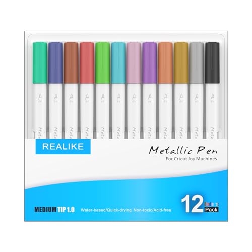 REALIKE Metallic Marker Stifte für Cricut Joy Pack Set von 12 Stiften 1.0 Medium Point Metallic Permanent Stifte für Zeichnung Schreiben Kalligraphie von REALIKE