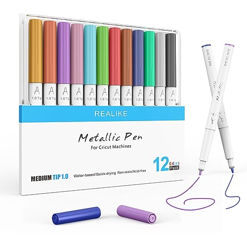 REALIKE Metallic Marker Stifte für Cricut Maker 3/Maker/Explore 3/Air 2/Air 12 Stifte 1.0 Medium Point Metallic Stifte für Zeichnung Schreiben Kalligraphie REALIKE Metallic Marker Stifte für Cricut Maker 3/Maker/Explore 3/Air 2/Air 12 Stifte 1.0 Medium Point Metallic Stifte für Zeichnung Schreiben Kalligraphie von REALIKE